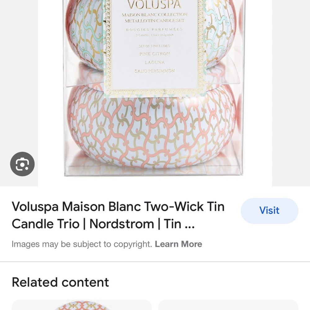 VOLUSPA Large Travel Tin Trio Candle Set - 3 Candles. New In Box - Picture 7 of 7